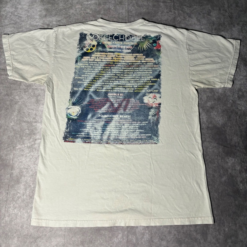 2016 Okeechobee Music Arts Festival EDM Lineup T-Shirt Mens L White - Picture 2 of 8